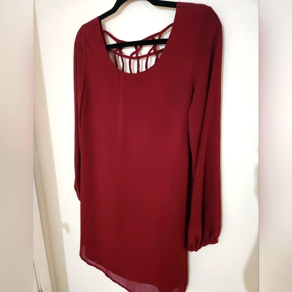 Burgundy Dress with Back Detail - Picture 1 of 2